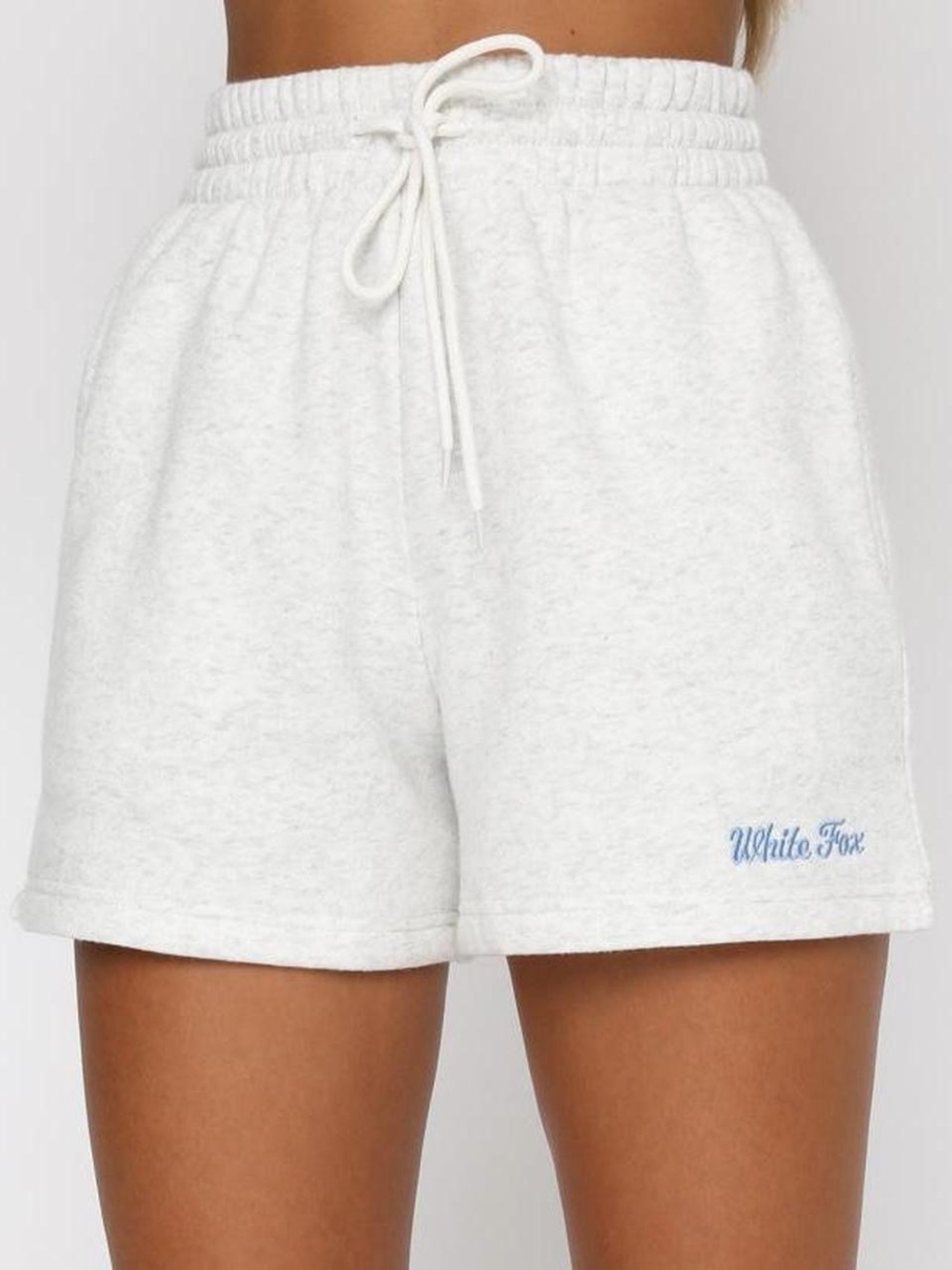 White Fox Boutique White Terry Drawcord Athletic Shorts